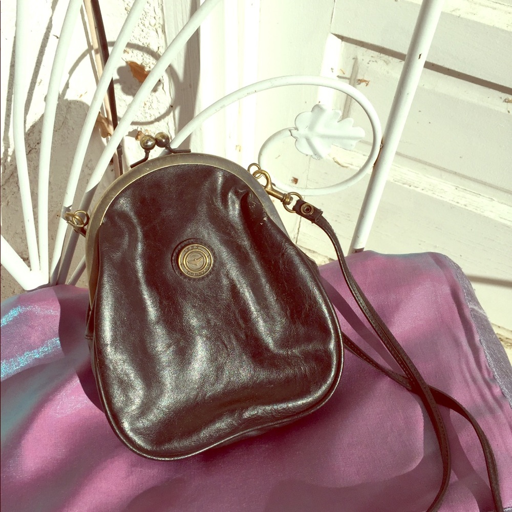 1880 Capezio black leather snap cross body bag